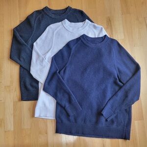 Lululemon Bundle Lot (3) Textured Knit Crewneck Sweater Cotton Size Medium